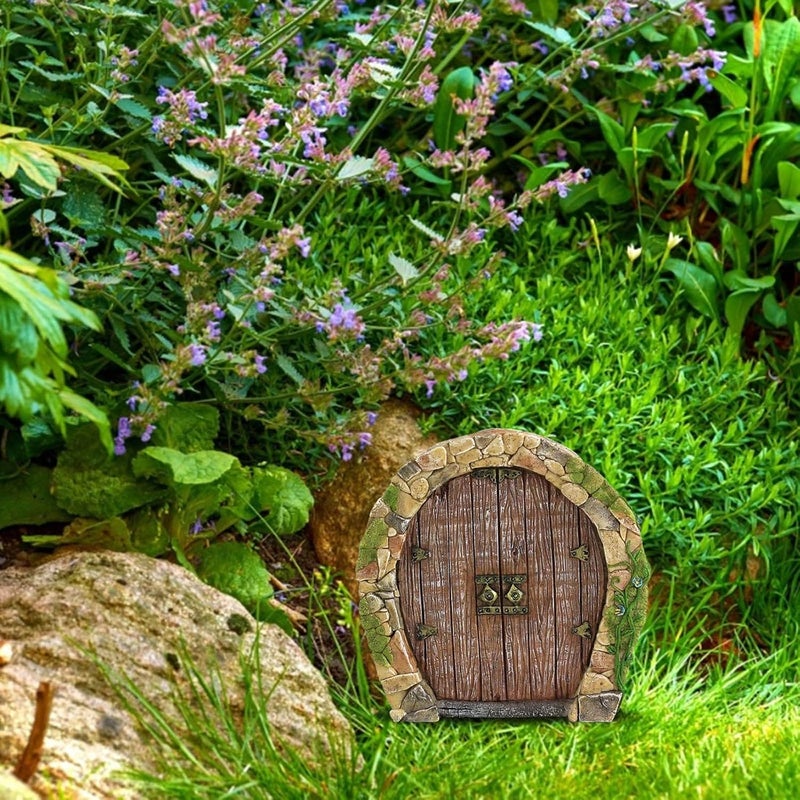 SETOFI Fairy Door for Tree, Wooden Fairy Doors Elf Door Miniature Wood Doors for Garden Yard Trees Ornaments (E) - Image 4